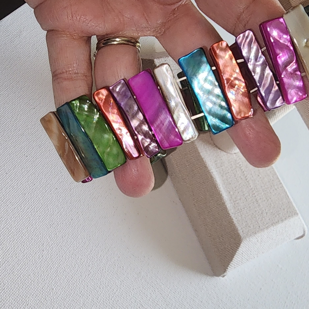 Shell Multi Color Seashell Stretchable Bracelet - image 3